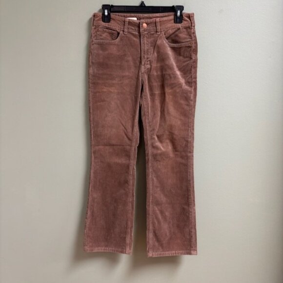 Pilcro Womens Yaya Mid-Rise Corduroy Crop Flare Jeans Size 27 Pink Boho Hippie - Picture 1 of 13